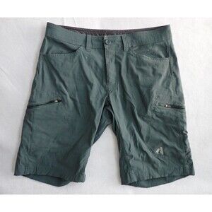 Eddie Bauer Cargo Shorts Mens 34 green Nylon Spandex Stretch 10 Inseam Outdoor